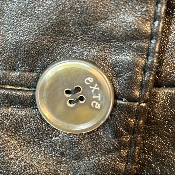 EXTE COLLEZIONE VERSACE WOMANS LEATHER JACKET BLAZER 42 US 6 BLACK ITALY CUT OUT - Picture 5 of 16